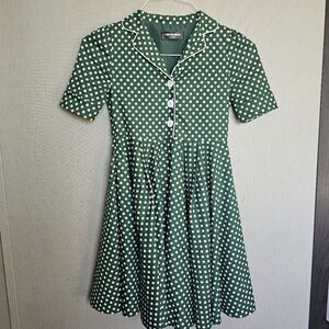 Black butterfly 50s polka dot dress size 9-10 yrs